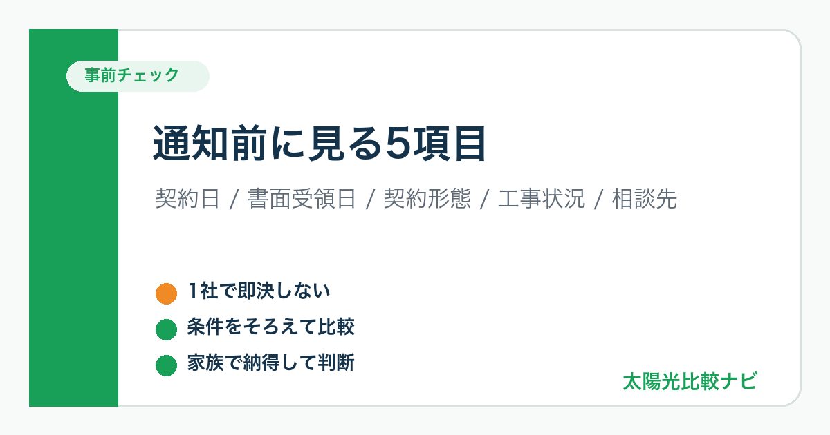 太陽光発電のクーリングオフ前に確認したい項目を整理した図解