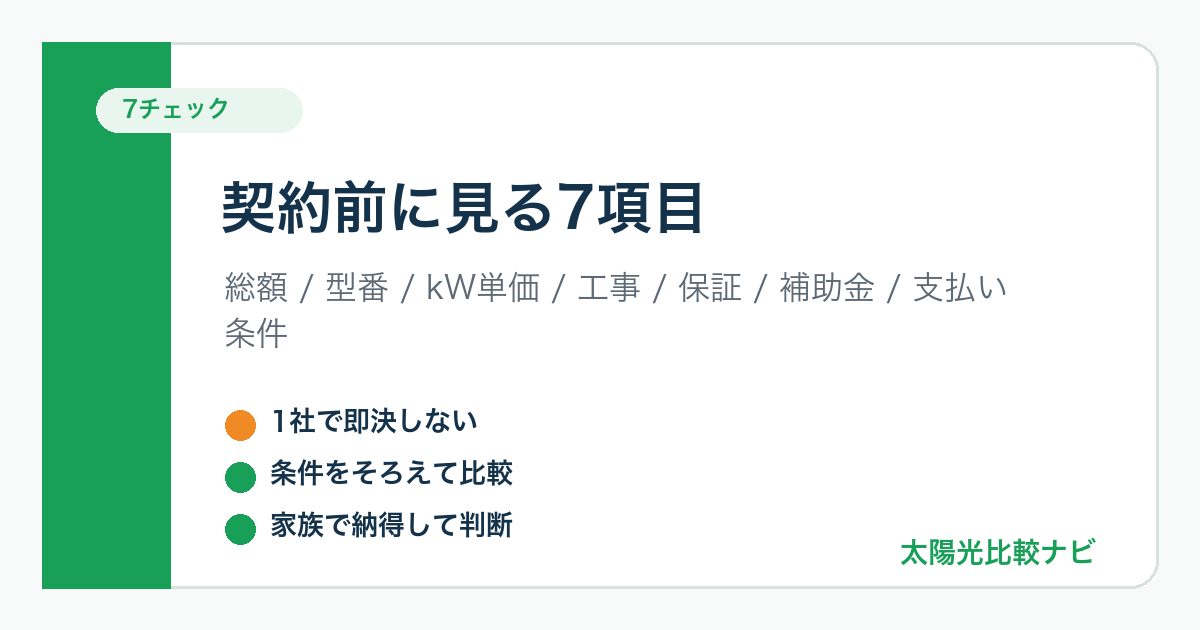 太陽光発電の見積書で確認したい7項目の図解