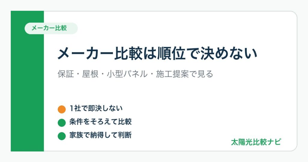 太陽光発電メーカー比較の判断ポイント図解