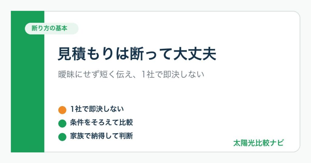 太陽光発電の見積もりを断るときの基本をまとめた図解